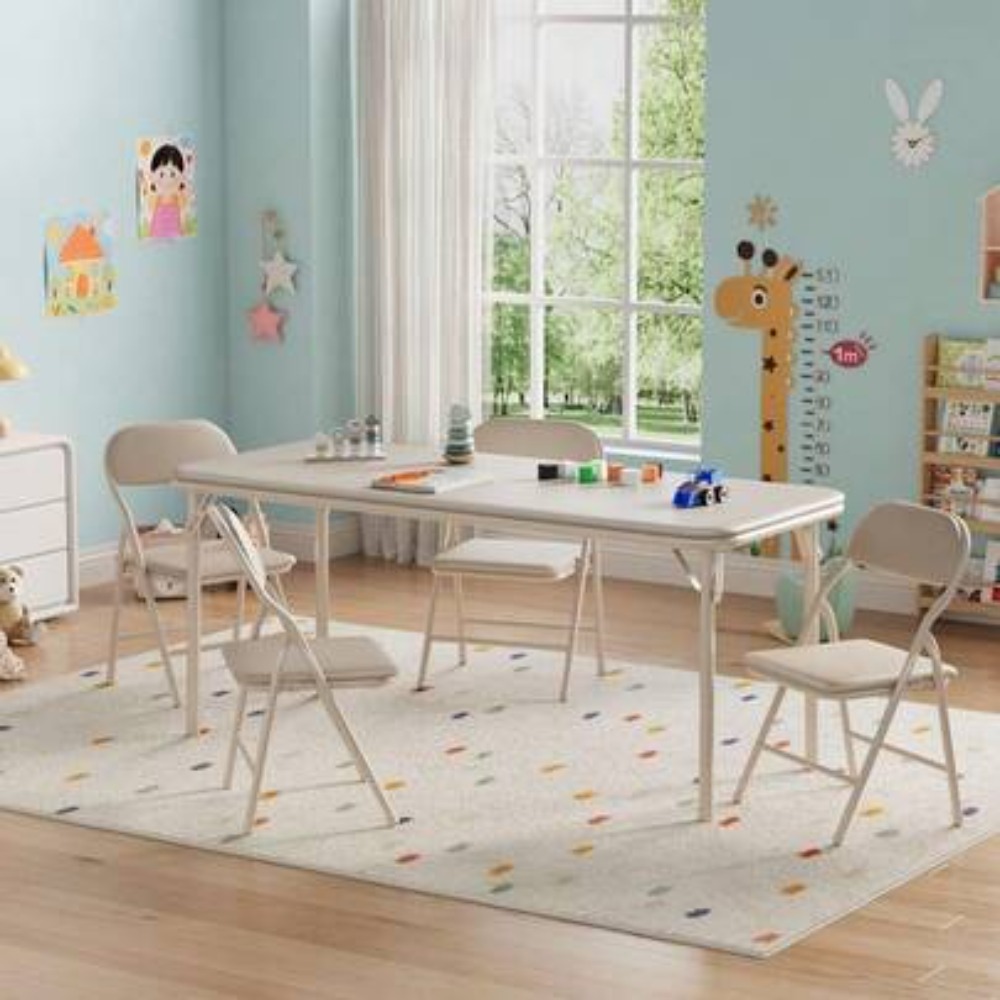Kids Outdoor Furniture Set - Kinderactiviteiten-tafelset, opklapbare speeltafel met dik PU-lederen
