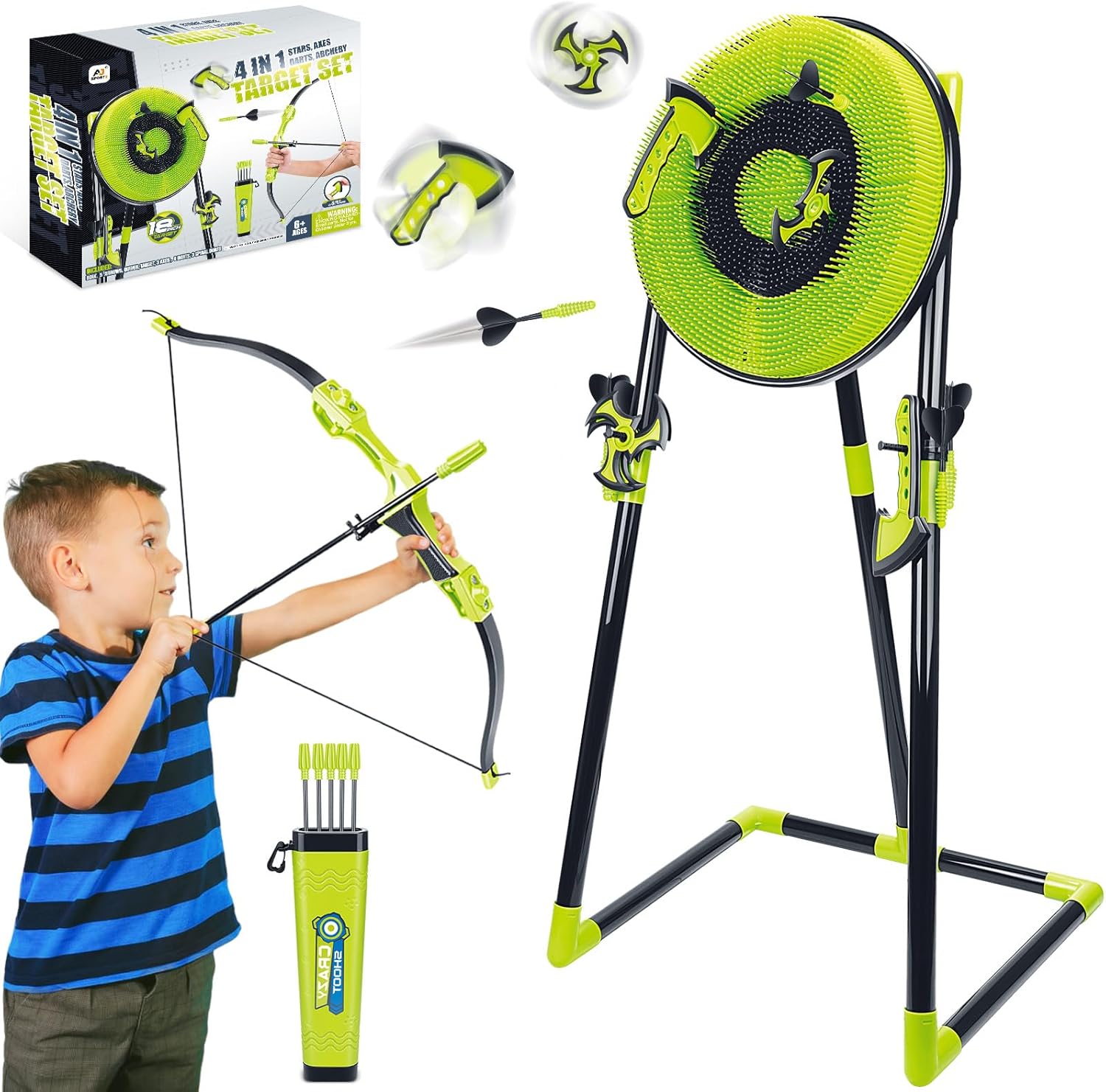 Kids Outdoor Ninja Set - 4-in-1 bijlwerpdoelset voor kinderen, volwassenen in