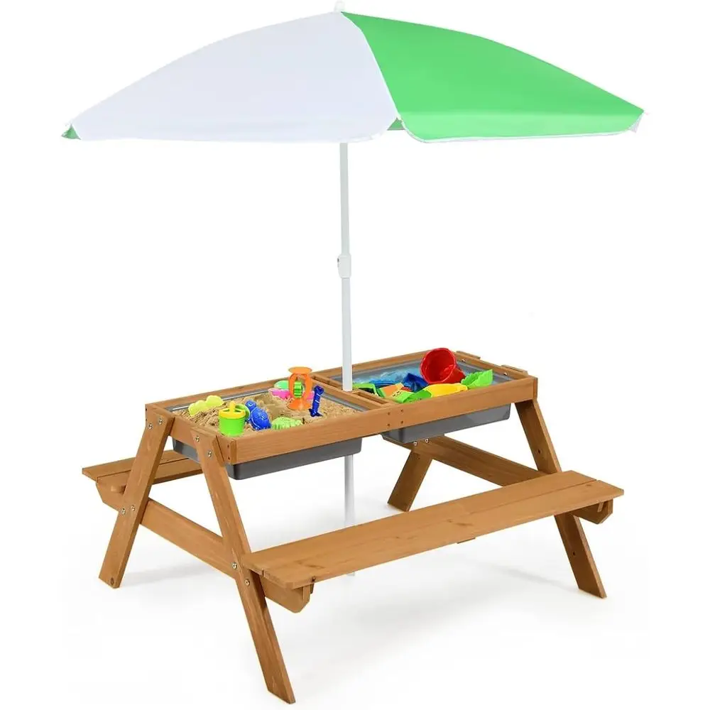 Kids Outdoor Water Table - 4-in-1 houten zand- en watertafel met