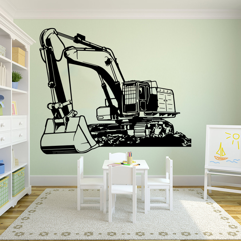 Kids Outdoor Digger - Grote zware uitrusting graafmachine graver muursticker