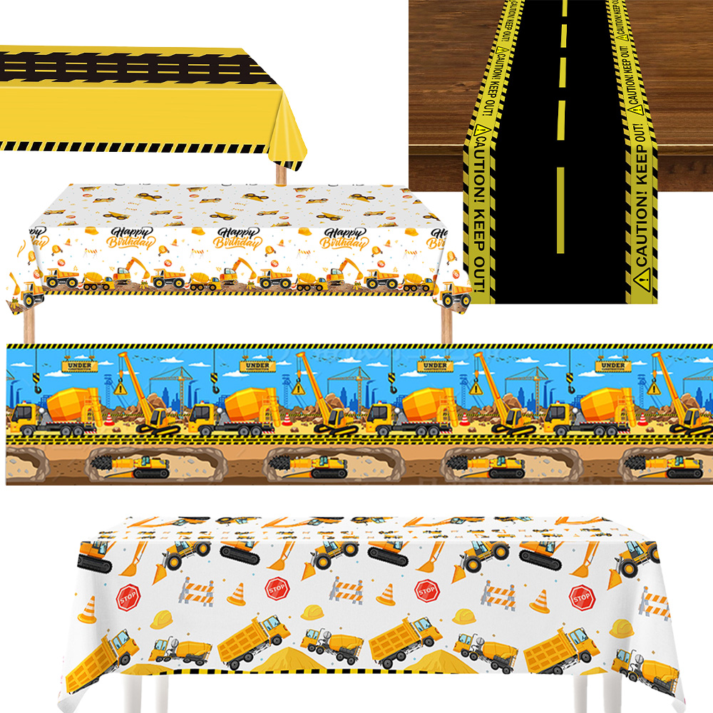 Kids Outdoor Digger - Bouwvoertuig Feestdecoratie Bouwgraafmachine Tafelkleed Kinderen Jongens