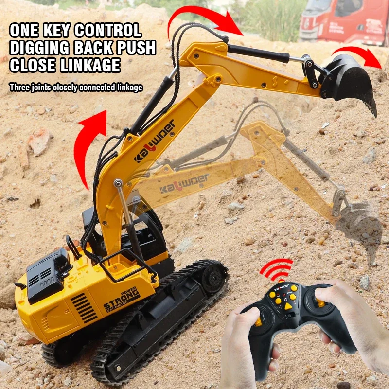 Kids Outdoor Digger - Huina Rc Graafmachine 1/24 9Ch Afstandsbediening