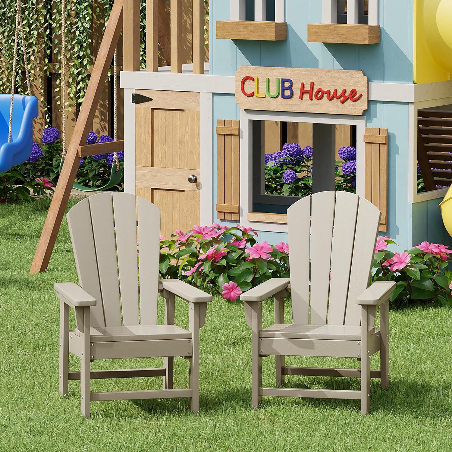 Kids Outdoor Lounger Chair - Kinderbuitenstoelset van 2, peutergrasstoel voor tuin