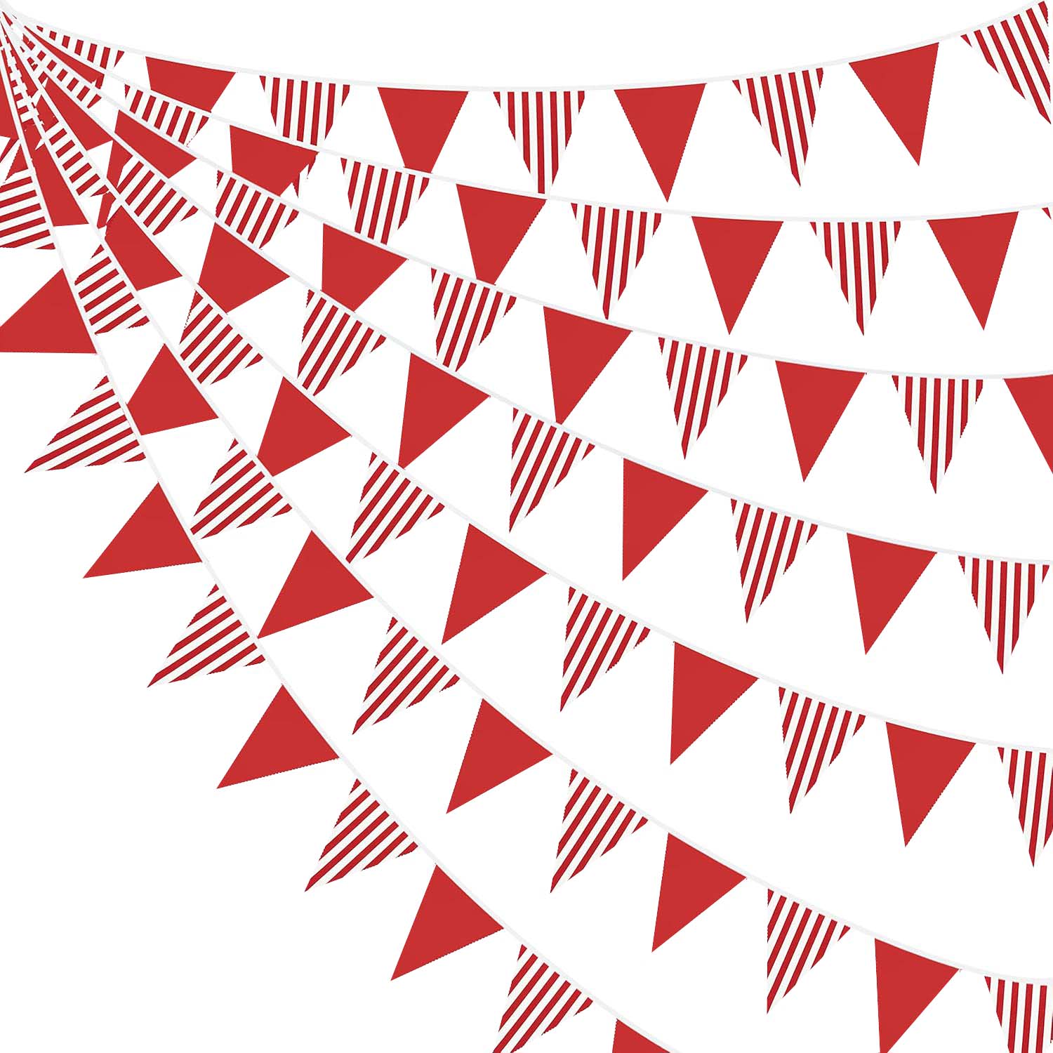 Q Kids Outdoor - 10M Rood-Witte Driehoekige Vlaggenlijn voor Carnaval,