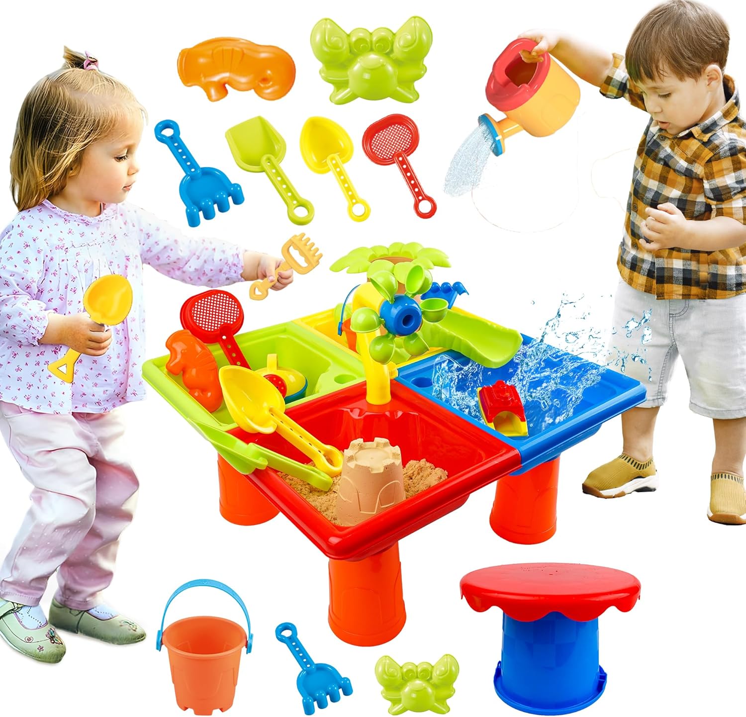 Kids Outdoor Sensory Table - 4-in-1 kinderen water en zand buitenactiviteit