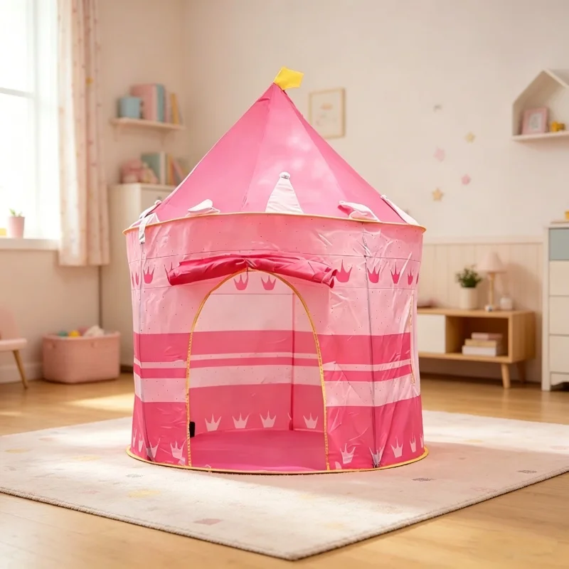 Kids Outdoor Wendy House - Opvouwbare kinderspeelhuisjes, campingtenten, draagbaar kasteel, roze,