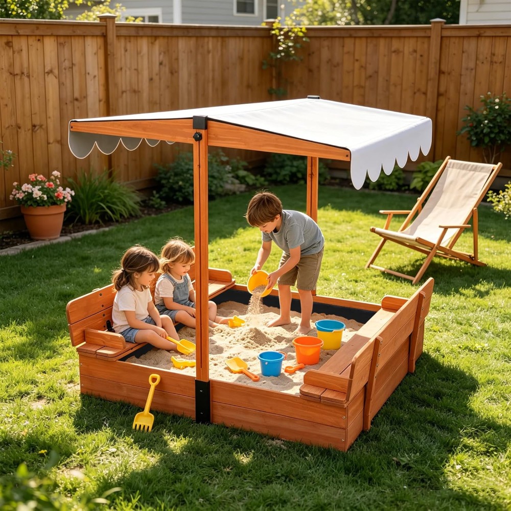 Amerikaanse houten kinderzandb - Kids Outdoor Bench recensie en prijs