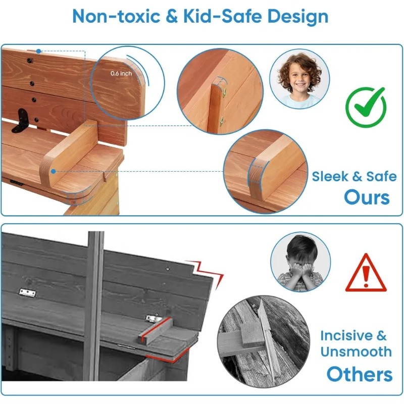 Houten kinderzandbak met afdak - Kids Outdoor Bench recensie en prijs
