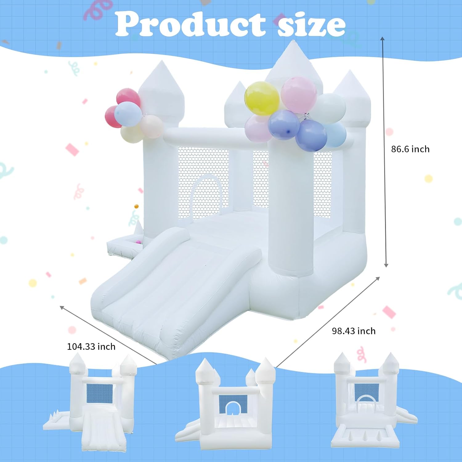 Witte springkasteel, binnen- e - Kids Outdoor Ball recensie en prijs