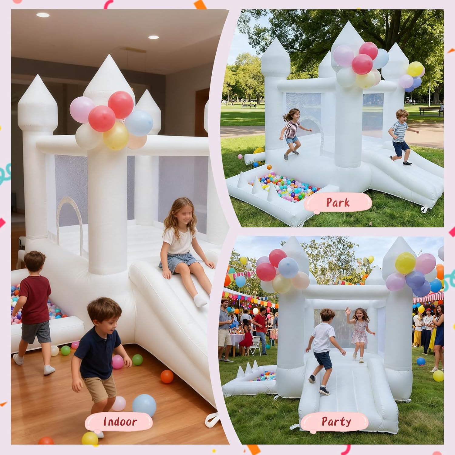 Witte springkasteel, binnen- e - Kids Outdoor Ball recensie en prijs