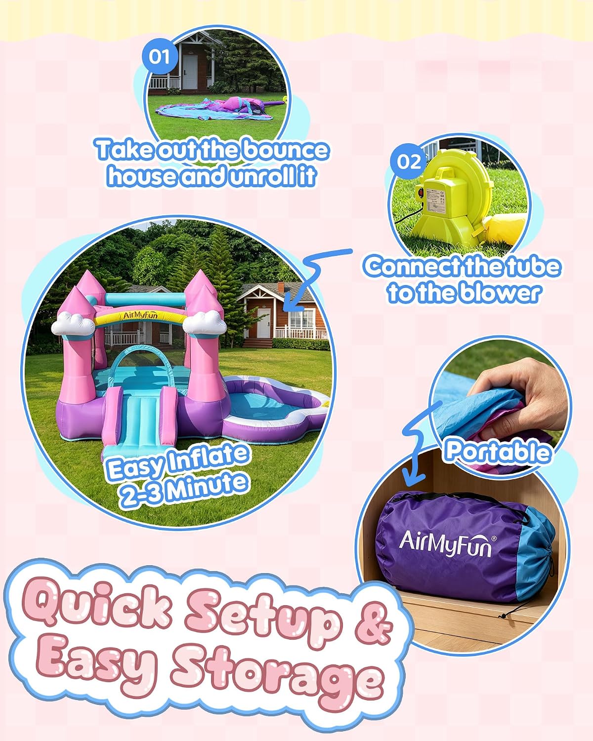Roze opblaasbare springkasteel - Kids Outdoor Ball recensie en prijs