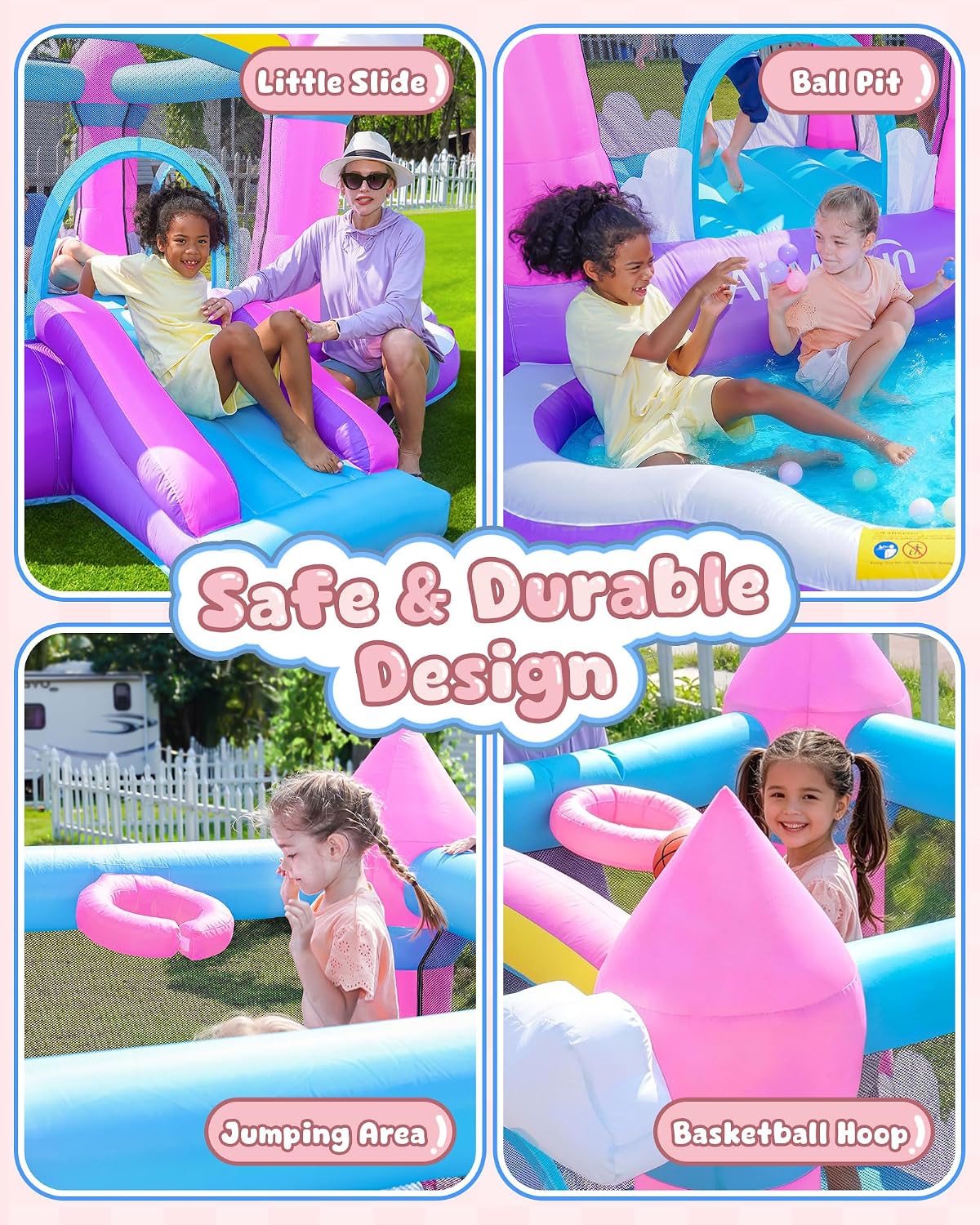 Roze opblaasbare springkasteel - Kids Outdoor Ball recensie en prijs