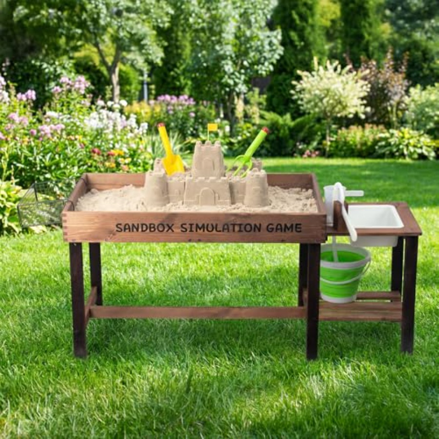 Buitenspeeltafel van hout voor - Kids Outdoor Sensory Table recensie en prijs