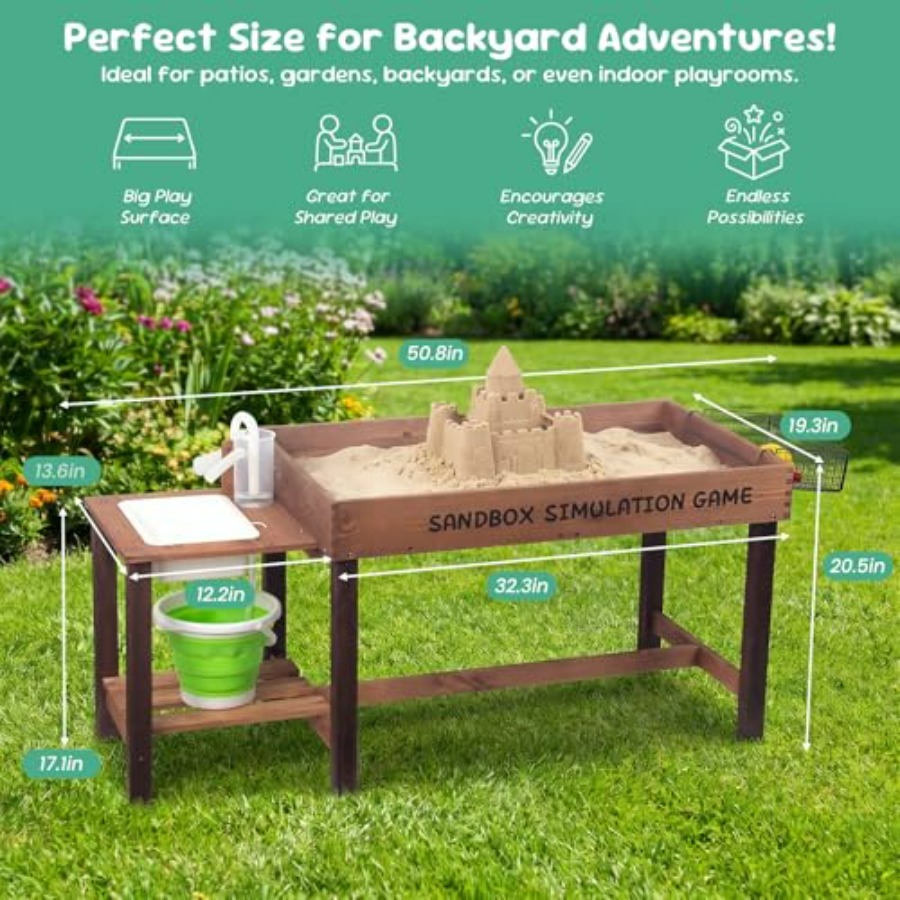 Buitenspeeltafel van hout voor - Kids Outdoor Sensory Table recensie en prijs