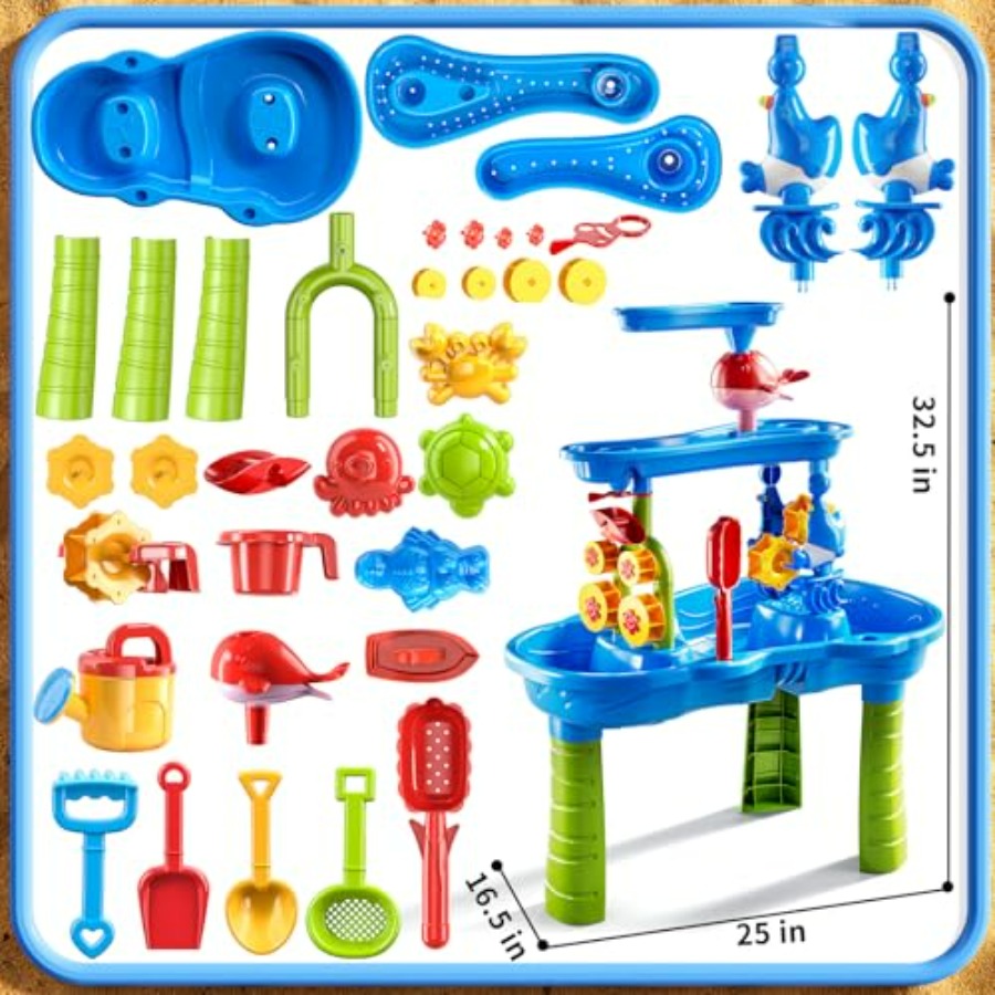 Buitenspeeltafel met 3 niveaus - Kids Outdoor Sensory Table recensie en prijs